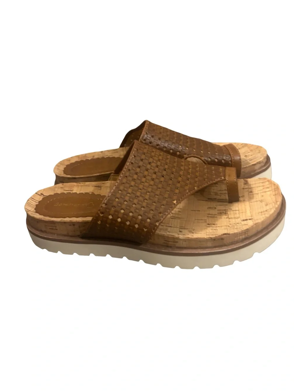 BareTraps Brown’s Textured Cork Slide Sandals Size 8